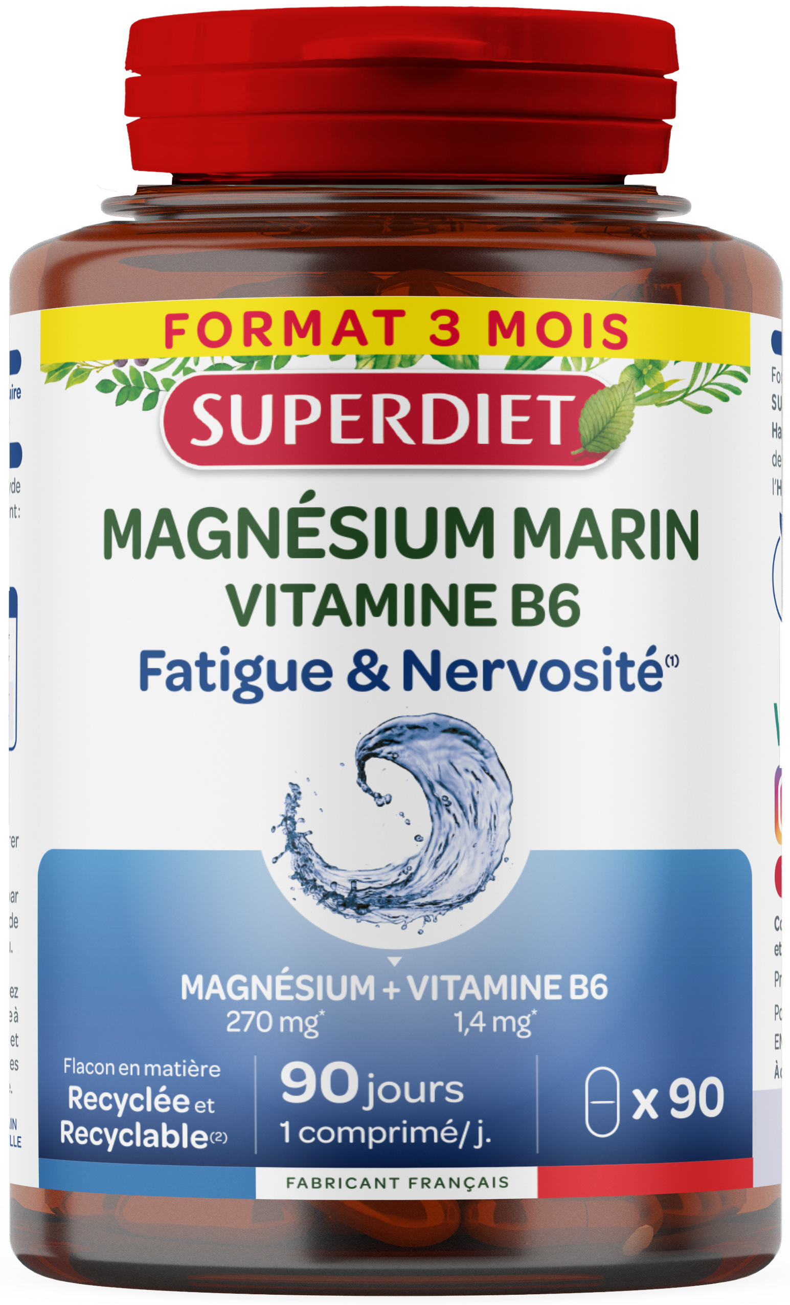 Magnésium marin et vitamine b6 90 comprimés - 1