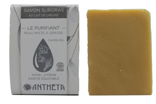 Antheya -- Savon lait de chèvre - purifiant adolescents (bande papier) - 100 g